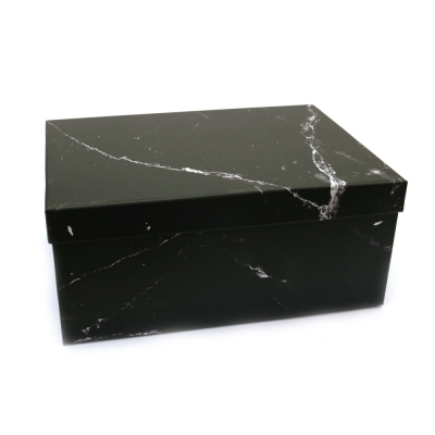 Кутия за подарък 22.5x16x9.5 см имитация мрамор черен