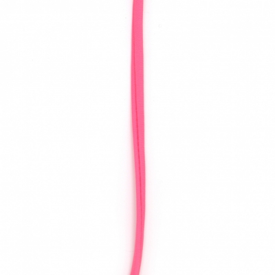 Шнур коприна 5x3 мм Habotai цвят розов електрик -1 метър