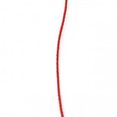 Шнур полиестер 1 мм червен -50 метра