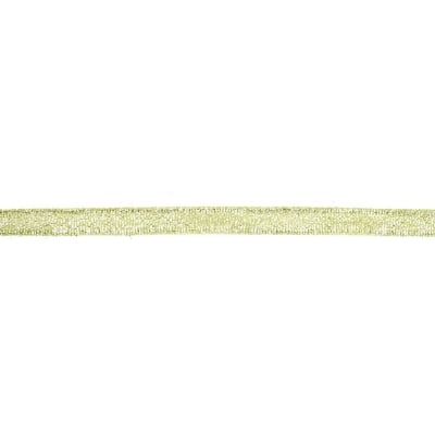 Лента органза 6 мм зелена със сребърна нишка ~22 метра