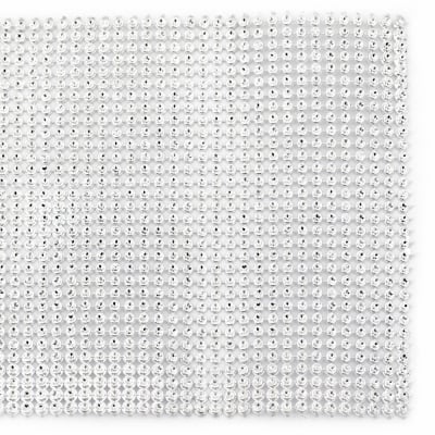 Лента 9.8 см мрежа имитация камъчета цвят сребро -1 метър