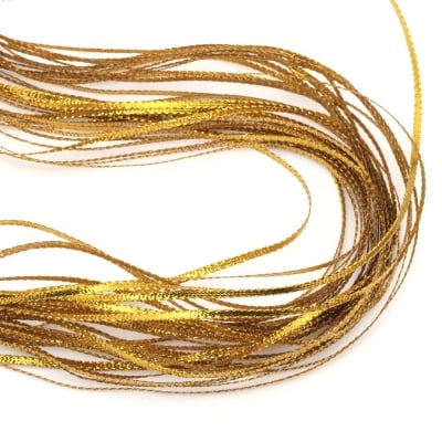 Ламе плетено 3 мм плоско злато -100 метра