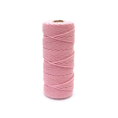Шнур памук 3 мм цвят светло розов -100 метра