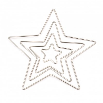 Комплект звезда метал 45,100,150 и 200 мм сребро
