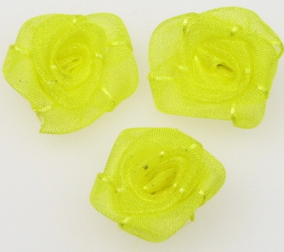 Роза тюл 25 мм. жълто -10 броя