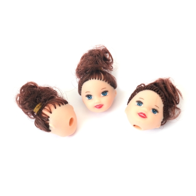 Глава за кукла с рисувани очи и кафява коса 26x29x24 мм модел момиче -5 броя