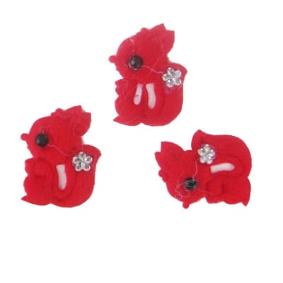 Фигурки от текстил катеричка цвят червен 31 мм -10 броя