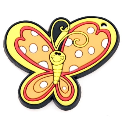 Фигурка гумена 45x50x3 мм пеперуда със закопчалка - 5 броя