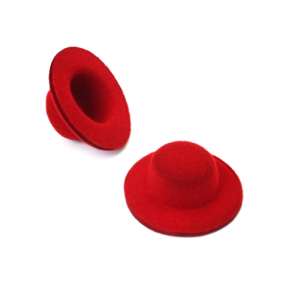 Шапки от текстил 55x22 мм цвят червен -4 броя