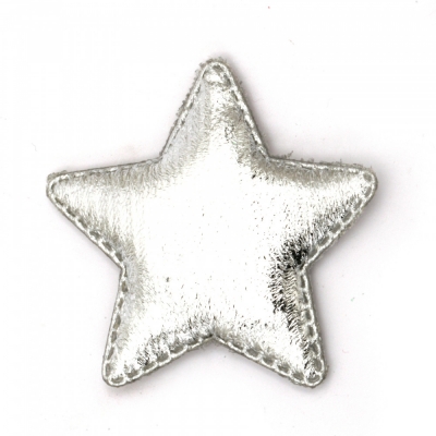 Звезда текстил 48x40 мм цвят сребро -5 броя