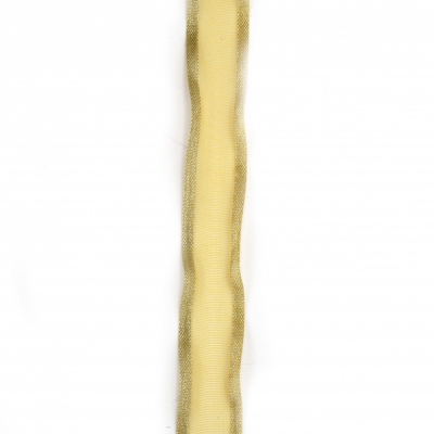 Лента органза 15 мм злато с кант злато -2 метра