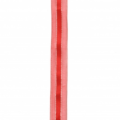 Лента органза и сатен 20 мм червена с ламе сребро -5 метра