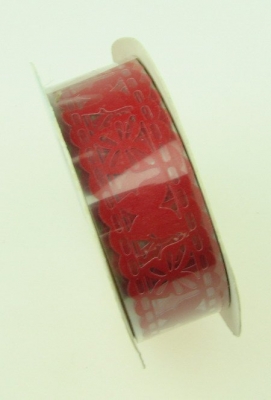 Лента хартия 18 мм самозалепваща червена с пеперуди -1 метра