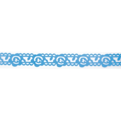 Лента полипропилен 19 мм самозалепваща синя с цветя -1 метра