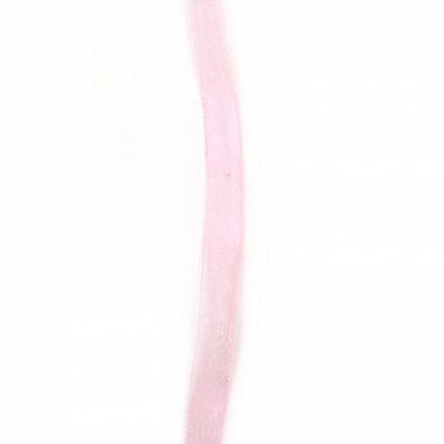 Лента органза 9 мм розова светло -20 метра