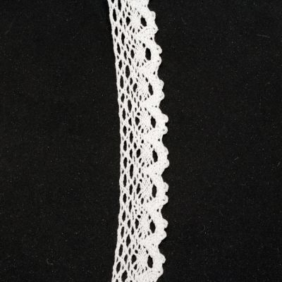 Лента дантела памук 25 мм цвят бял ~1.80 метра