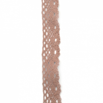 Лента дантела памук 25 мм цвят пепел от рози ~1.80 метра