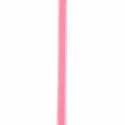 Лента сатен 9 мм рипс розова тъмна с ламе сребро -5 метра