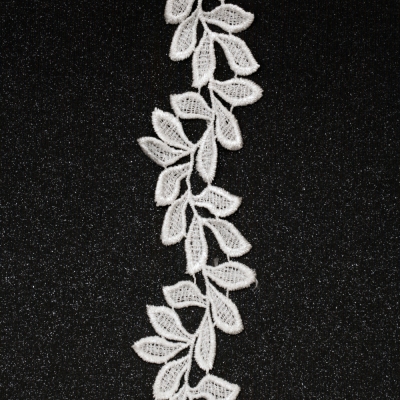 Ширит листо плетен дантела 40 мм бял - 1 метър