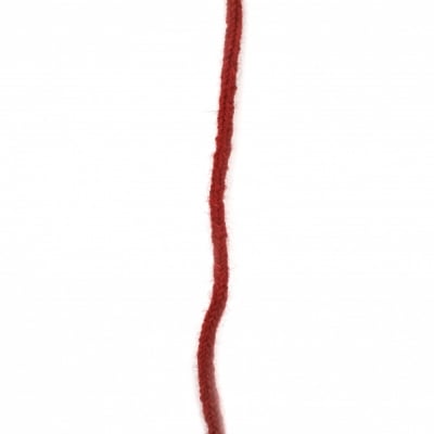 Шнур ГАЙТАН 5мм 100 % вълна цвят червен -3 метра