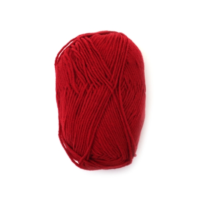 Прежда камгарна 60 % памук 40 % полиестер цвят червен -50 грама