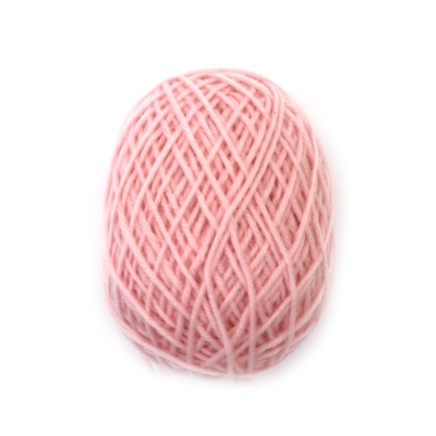 Прежда камгарна 100 % полиестер цвят светло розов -50 грама