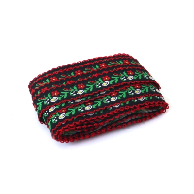 Ширит 16 мм, черен, с бяло, червено, жълто и зелено -5 метра