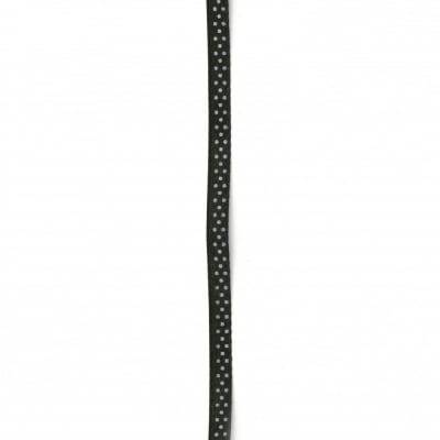 Лента сатен 6 мм рипс черна с бели точки ~5 метра