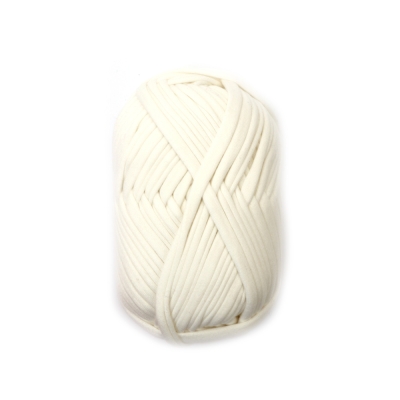 Прежда трикотажна лента 100 % полиестер цвят бял -100 грама 