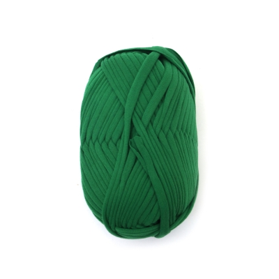 Прежда трикотажна лента 100 % полиестер цвят зелен -100 грама 