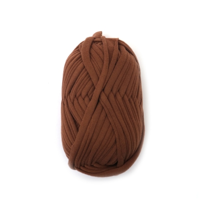 Прежда трикотажна лента 100 % полиестер цвят светло кафяв -100 грама 