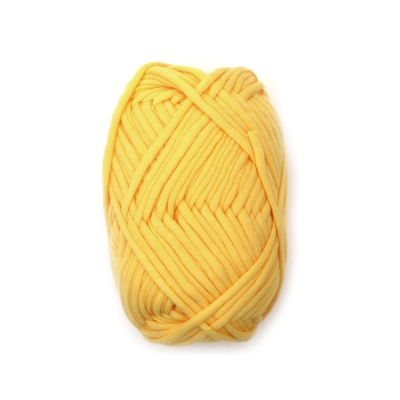 Прежда плетена лента 68 % памук 32 % полиамид цвят жълт -50 грама 