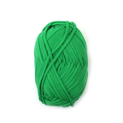 Прежда плетена лента 68 % памук 32 % полиамид цвят зелен -50 грама 
