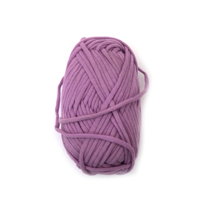 Прежда плетена лента 68 % памук 32 % полиамид цвят лилав -50 грама 