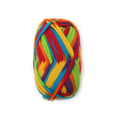 Прежда плетена лента 68 % памук 32 % полиамид цвят меланж многоцветен -50 грама 