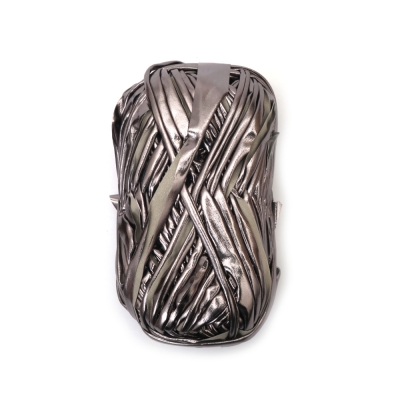 Прежда лента с метален ефект 100 % полиестер цвят инокс -100 грама 