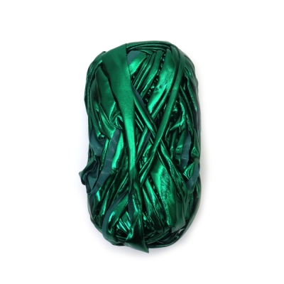 Прежда лента с метален ефект 100 % полиестер цвят зелен -100 грама 