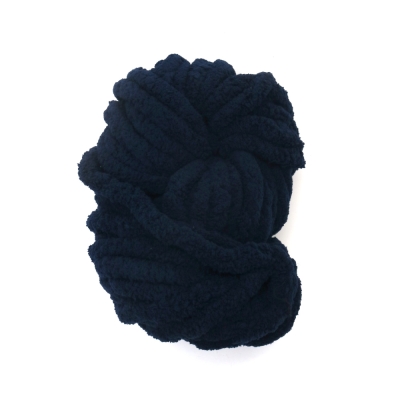 Прежда шенилна 100 % полиестер 20 мм дебелина цвят тъмно син ~240 грама  -25 метра