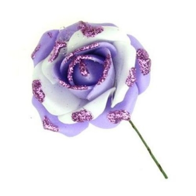Роза 50 мм два цвята брокат лилава