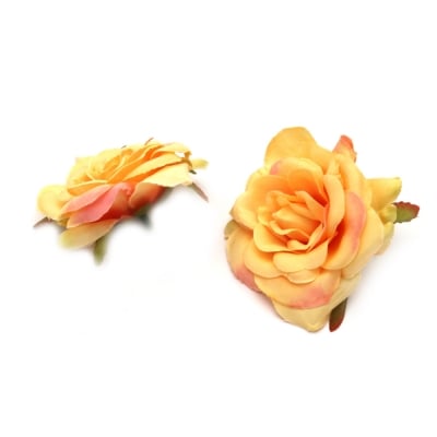 Цвят роза от текстил 70 мм с пънче за монтаж меланж меланж крем, розов -2 броя