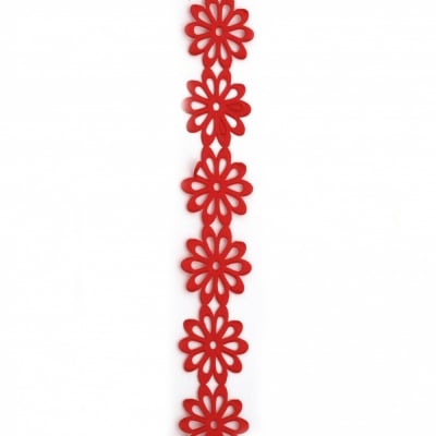 Лента сатен цвете 40 мм цвят червен -3 метра