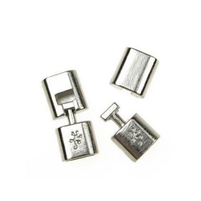 Закопчалка метална две части 32х14x8 мм дупка 6x11 мм цвят сребро-1 комплект