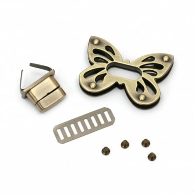 Закопчалка метална за чанта 36x50.5x6 мм пеперуда цвят антик бронз