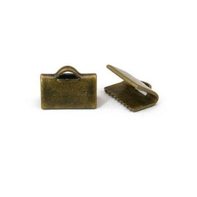 Накрайник метал 10 мм щипка цвят антик бронз -10 броя