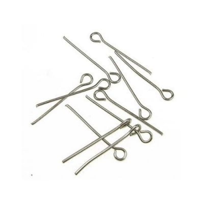 Свързващ елемент метал 20 мм с халка цвят сребро -10 грама ±120 броя