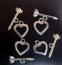 Закопчалка сърце две части к-т 12х20 мм метал цвят сребро -5 комплекта
