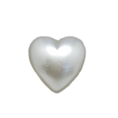 Перла полусфера сърце 6x6x2.5 мм бяла -100 броя