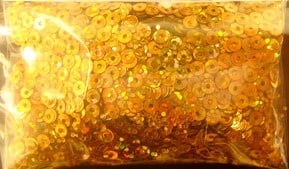 Пайети обли плоски 3 мм жълто злато -20 грама