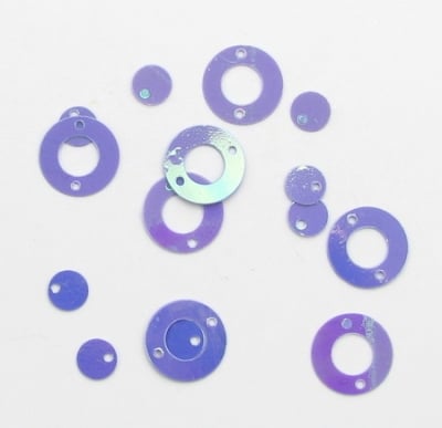 Пайети кръг с кръгче 12х6 мм лилави -20 грама