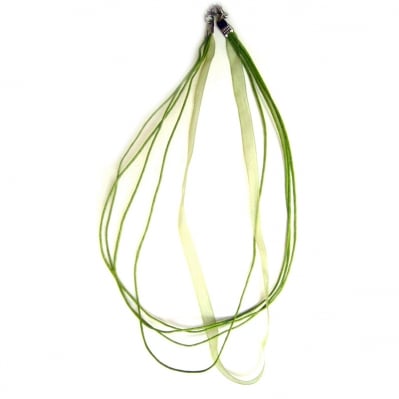 Гердан от зелена лента Органза 4 реда